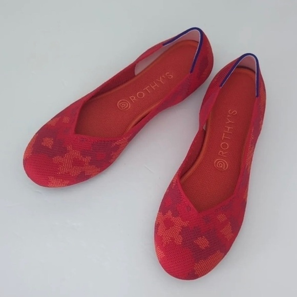 Rothy's Red Botanicamo Flats size W 10